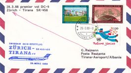 Erstflug Swissair Zürich - Tirana 1988, ab UNO