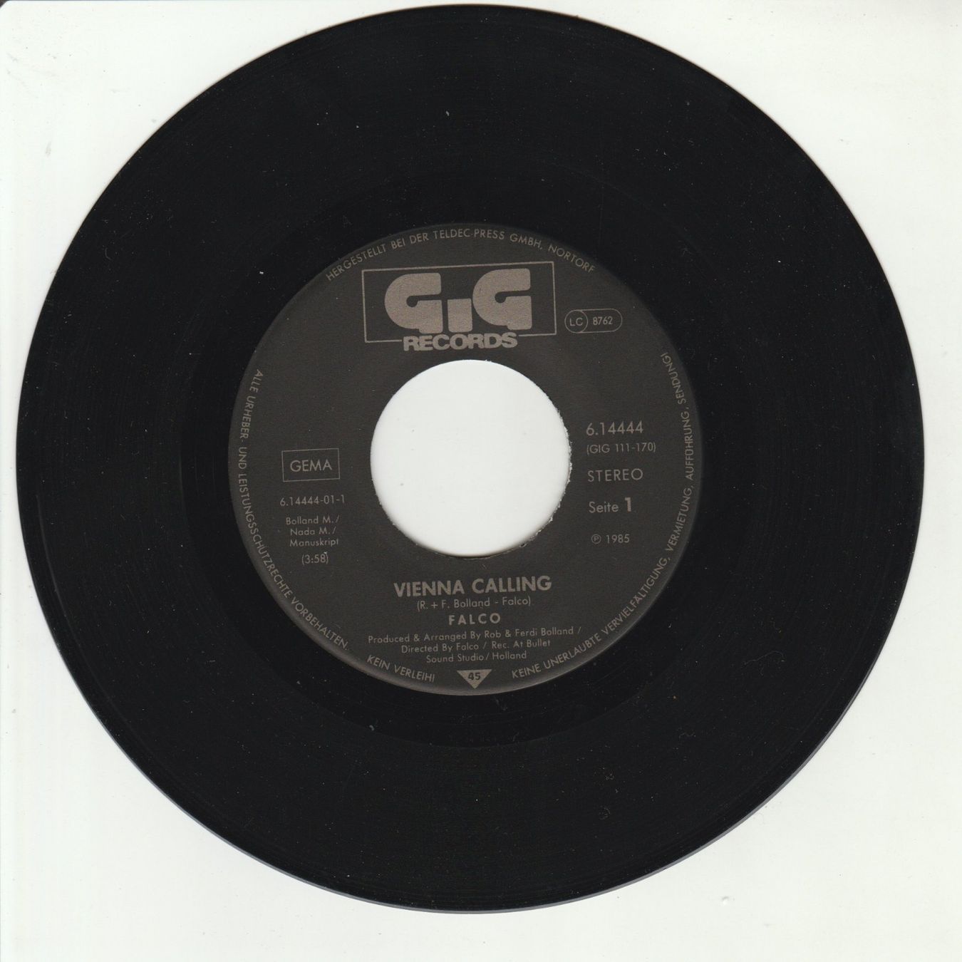 Schallplatten: Falco - Vienna Calling 7" Vinyl 1985 – Gebraucht aus Tübach von JamesStone 2