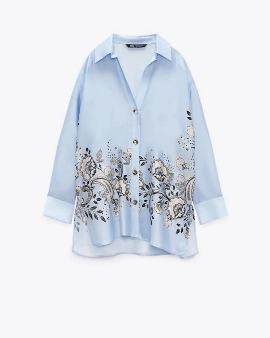 Zara Camicette: Zara oversized Satin Bluse in hellblau Gr.S – Usato da Altendorf venduto da PiaLang