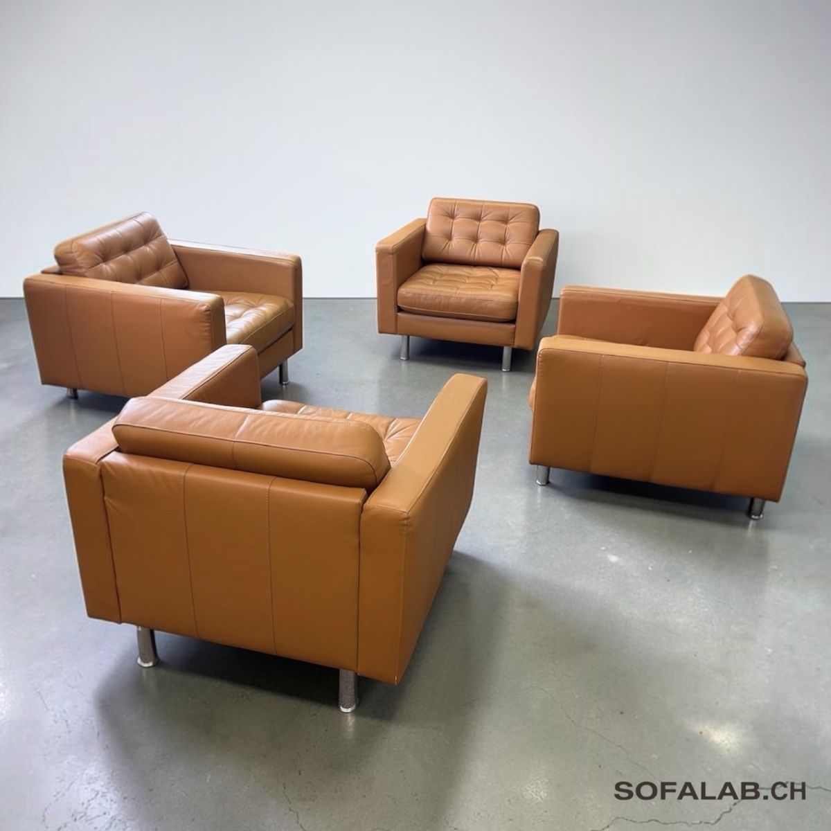 Poltrone: Morabo-Sesselgarnitur, echtes Leder, Cognac – Usato da Bachenbülach venduto da Sofalab.swiss
