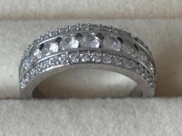 Luxus Elegante Gr: 17/7 Ring Zirkonia Weiss Farbe : Silber