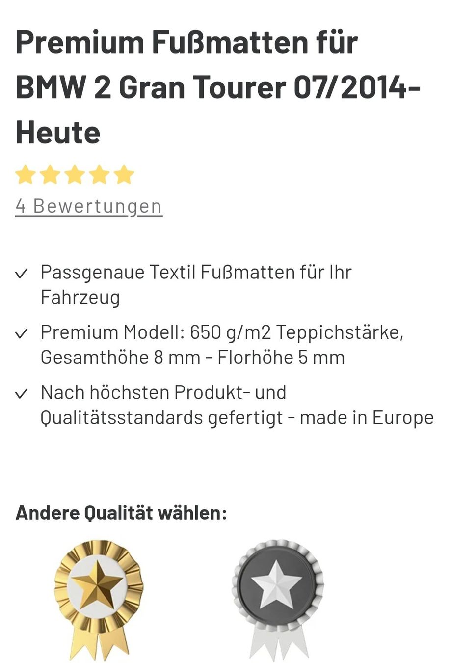 BMW Teppiche / Matten: Automatte 4 St. BMW Gran Tourer – Neu und originalverpackt aus Jonen von Juliette_St 1