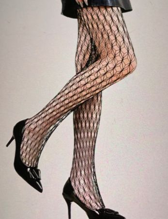 Sexy Collant a rete geometrica 1-Size-aperto tra le gambe