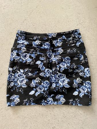 2000s Vintage Jeansrock mit Blumenmuster