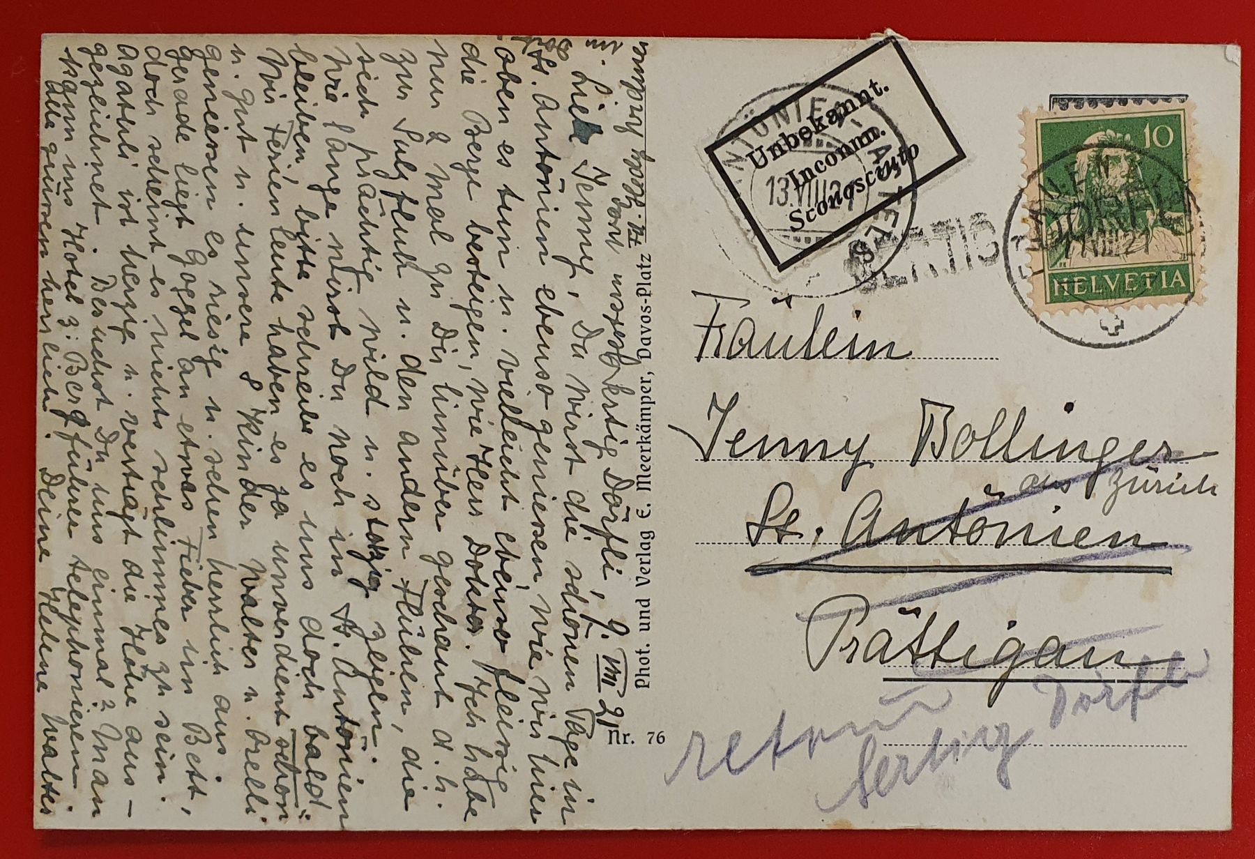 Cartoline postali: Sertig Dörfli 1921 - mit Stabstempel – Usato da Kreuzlingen venduto da Rschweiz1 1