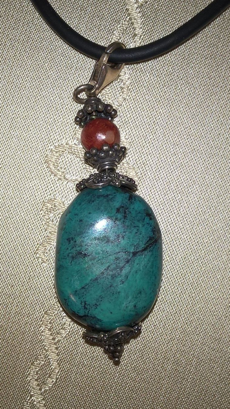 Ketten: Silber-Naturstein-Anhänger an Kautschukb – Gebraucht aus Rheinfelden von Cleopatra2000 1