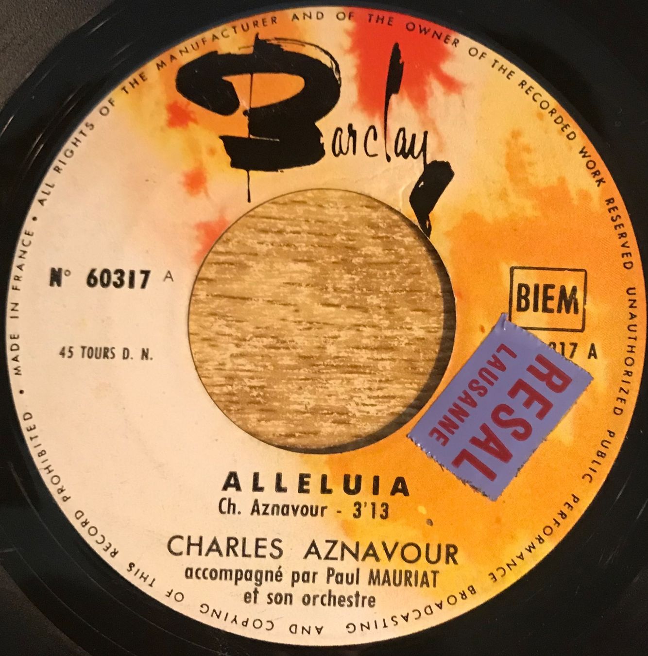 Dischi in vinile: CHARLES AZNAVOUR - ALLELUIA – Usato da Bussigny venduto da vinyl-pas-cher 2