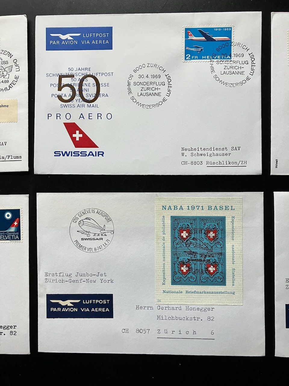 Alle Briefmarken: Flugpostbelege Schweiz 1969-81 – Gebraucht aus Nesslau von zueri6 2
