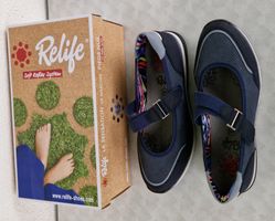 RELIFE Schuhe blau Klettverschluss Gr.40G bequeme Weite NEU!