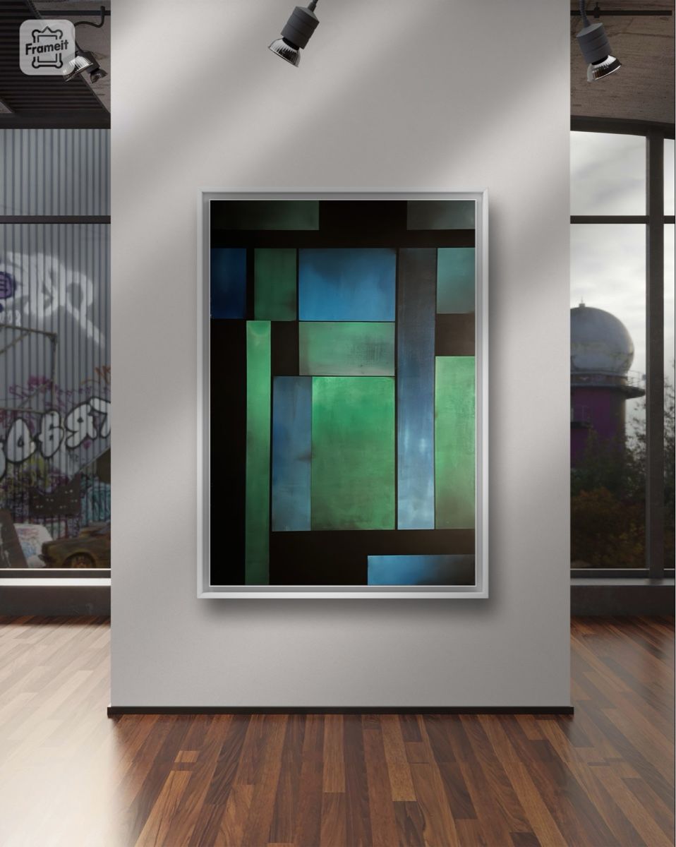 Gemälde: Tableau original - Le vitrail vert - Johny Martins – Neu (gemäss Beschreibung) aus Biel/Bienne von Wizy-shop
