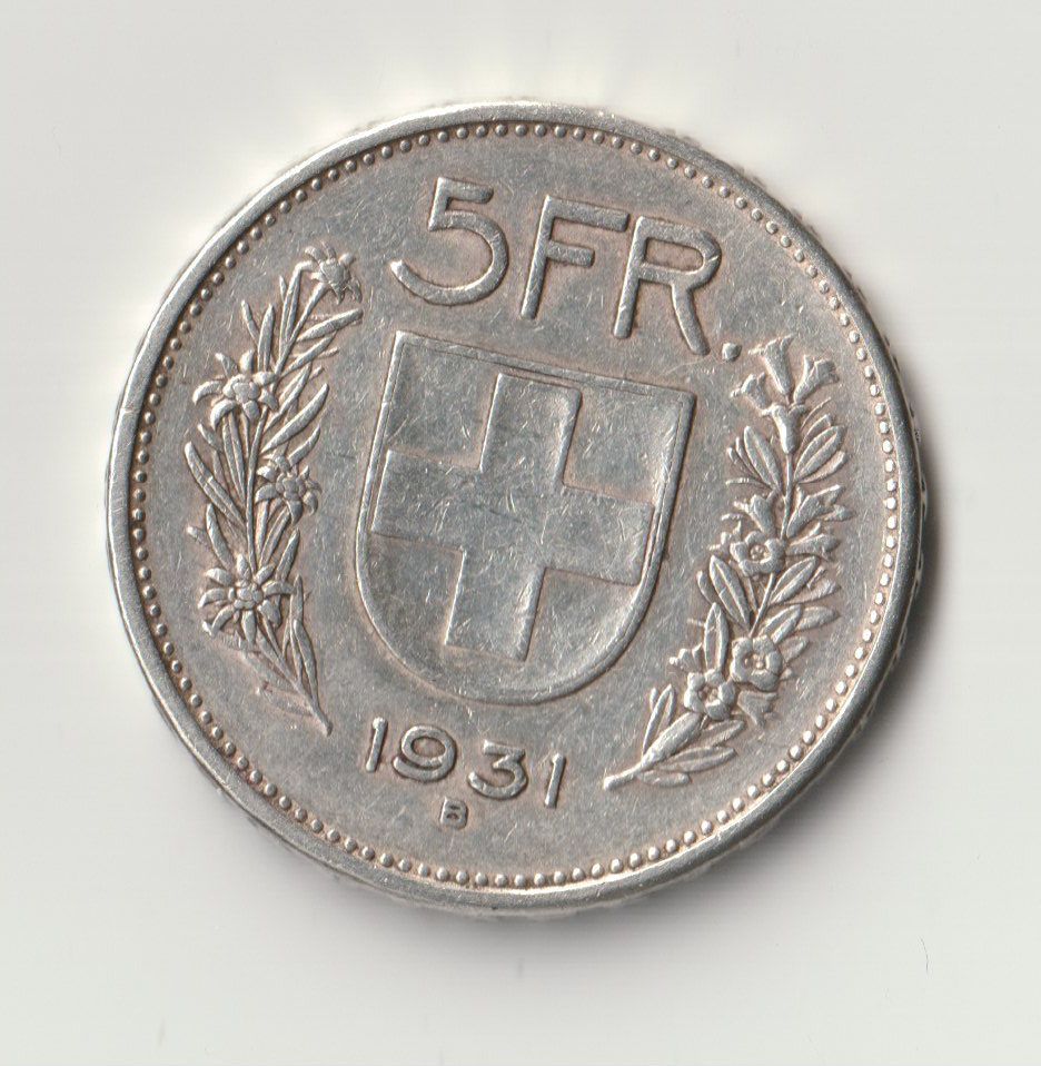 Alle Münzen: 5 Frs suisse 1931 – Gebraucht aus La Chaux-de-Fonds von rob_8x6l 1