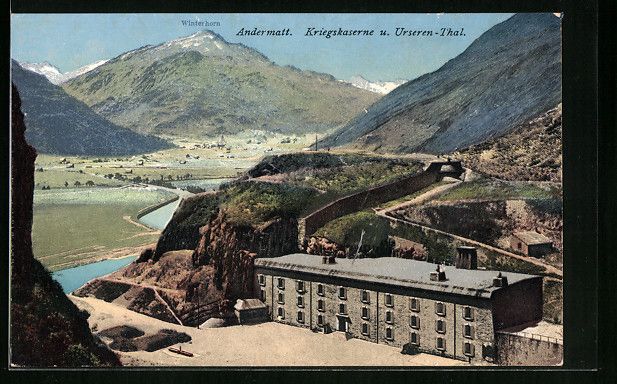 Cartoline postali: Andermatt, Kriegskaserne und Urseren-Tha – Usato da Berlin venduto da bartko-reher