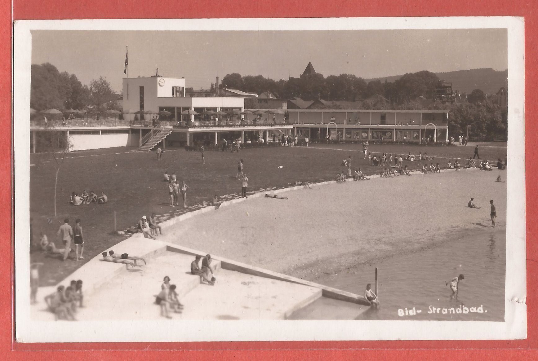 Cartoline postali: Biel - Strandbad Schwimmbad - 1932 – Usato da Fislisbach venduto da Porano