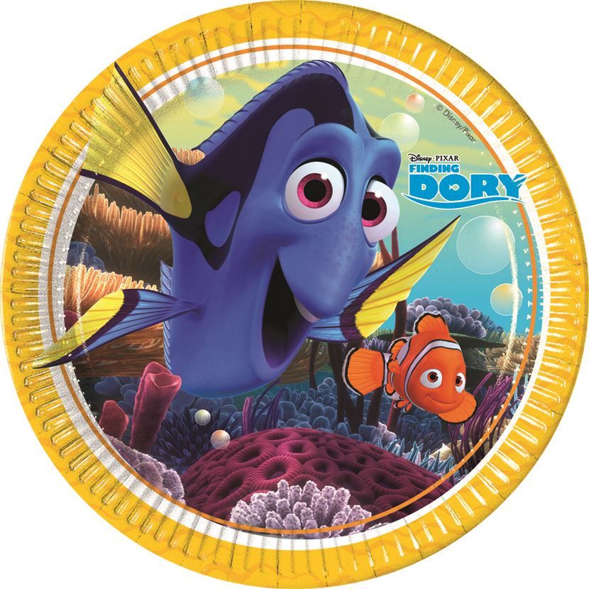 Alle Dekorationen: Nemo + Dory / Pappteller 23cm / 8Stk. – Neu und originalverpackt aus Wetzikon ZH von partyonlineshop