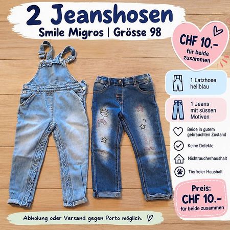 2 Jeanshosen Mädchen Gr. 98  Smile Migros