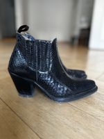Stiefeletten Leder schwarz Schlange Grösse 37