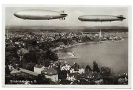 Karte Zeppeline über Friedrichshafen - unbeschr. - Stempel