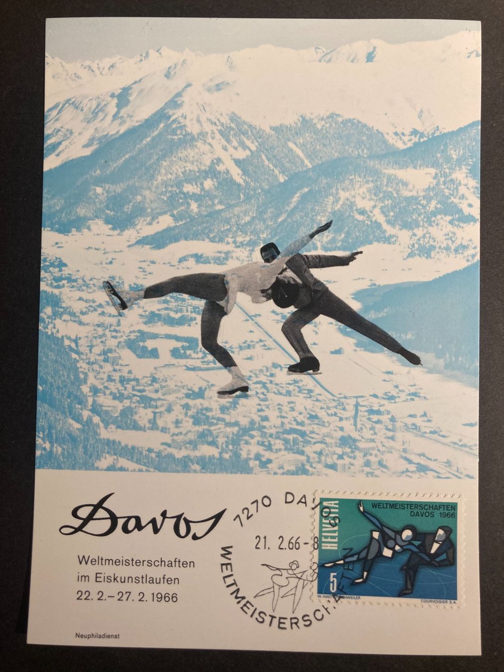Tutti i francobolli: Schweiz 1966 Davos Maximumkarte Eiskustlauf WM – Nuovo (secondo la descrizione) da Liestal venduto da schnueps