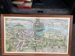 Historischer Stadtplan Aarau 1671  gerahmt guter Zustand