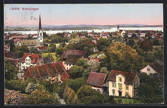 Cartoline postali: Kreuzlingen, Totalansicht mit Fernblick  – Usato da Berlin venduto da bartko-reher