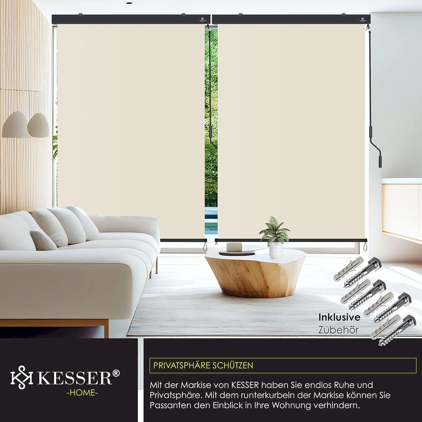 Marquises: Aussen-Senkrechtmarkise 200x250 beige – Neuf avec emballage d'origine à Bottighofen par zaap 4