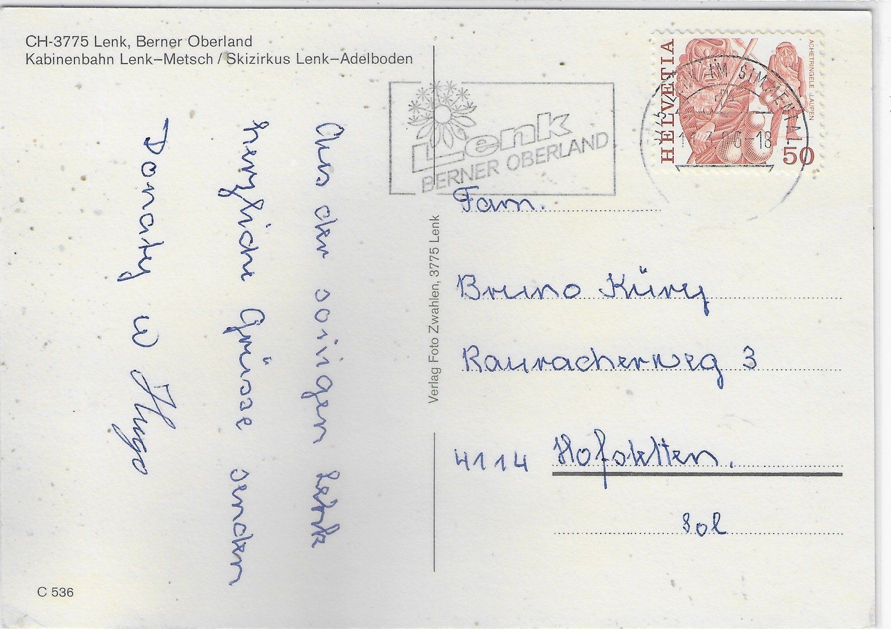 Cartoline postali: Lenk - Kabinenbahn Lenk-Metsch – Usato da Ettingen venduto da Kartenplanet 1