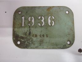 Antik Vélonummer Plaque Vélo Fahrrad VD 1936 Oldtimer