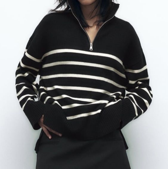 Zara Maglioni & Felpe: ZARA Strickpullover gestreift mit Zipper / Gr. S – Usato da Bern venduto da Fraeuleinhonig 2