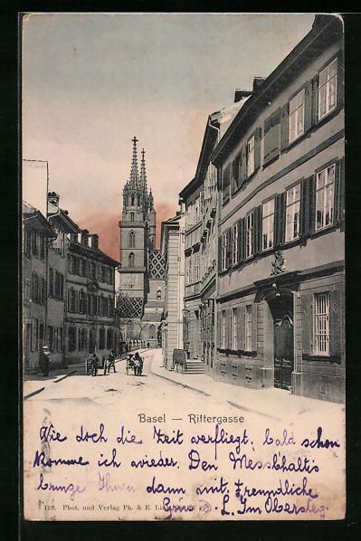 Cartoline postali: AK Basel, Strassenpartie der Rittergasse – Usato da Berlin venduto da bartko-reher