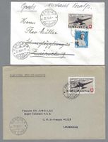 1944, PRO AERO, ZÜRICH - GENÈVE UND RETOUR, 2 BRIEFE