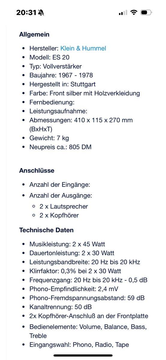 Amplificatori: K & h / Klein & Hummel - Verstärker – Usato da Seuzach venduto da Zappulla 2