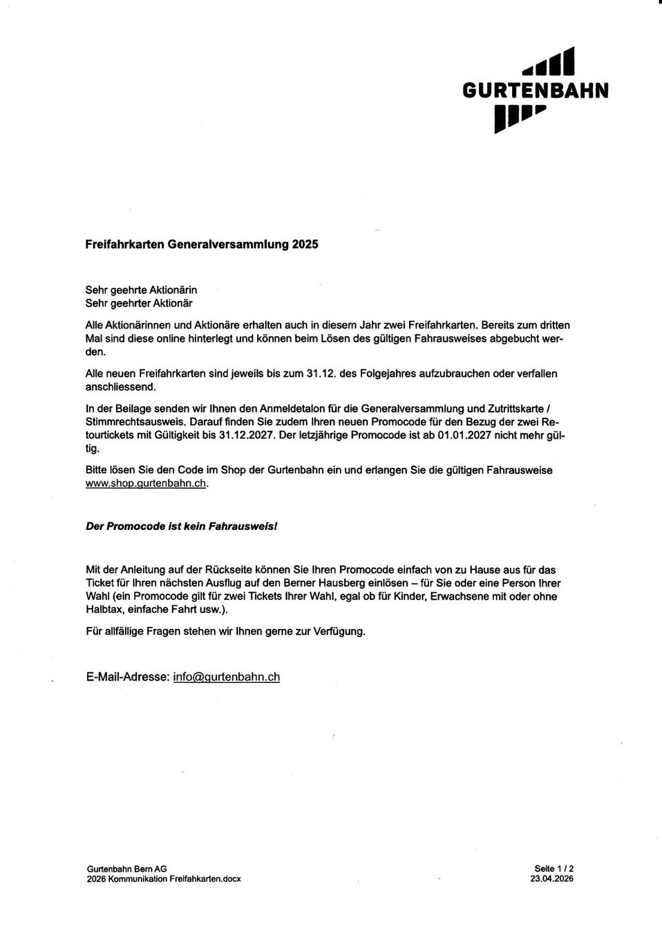 Buoni: Gurtenbahn: Code für 2 online-Tickets – Nuovo (secondo la descrizione) da Rubigen venduto da OPERNFREUND 1