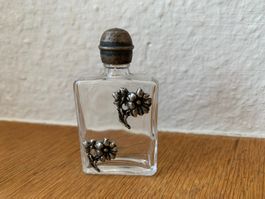Parfümflakon Glas mit Metallblüten Vintage Neu