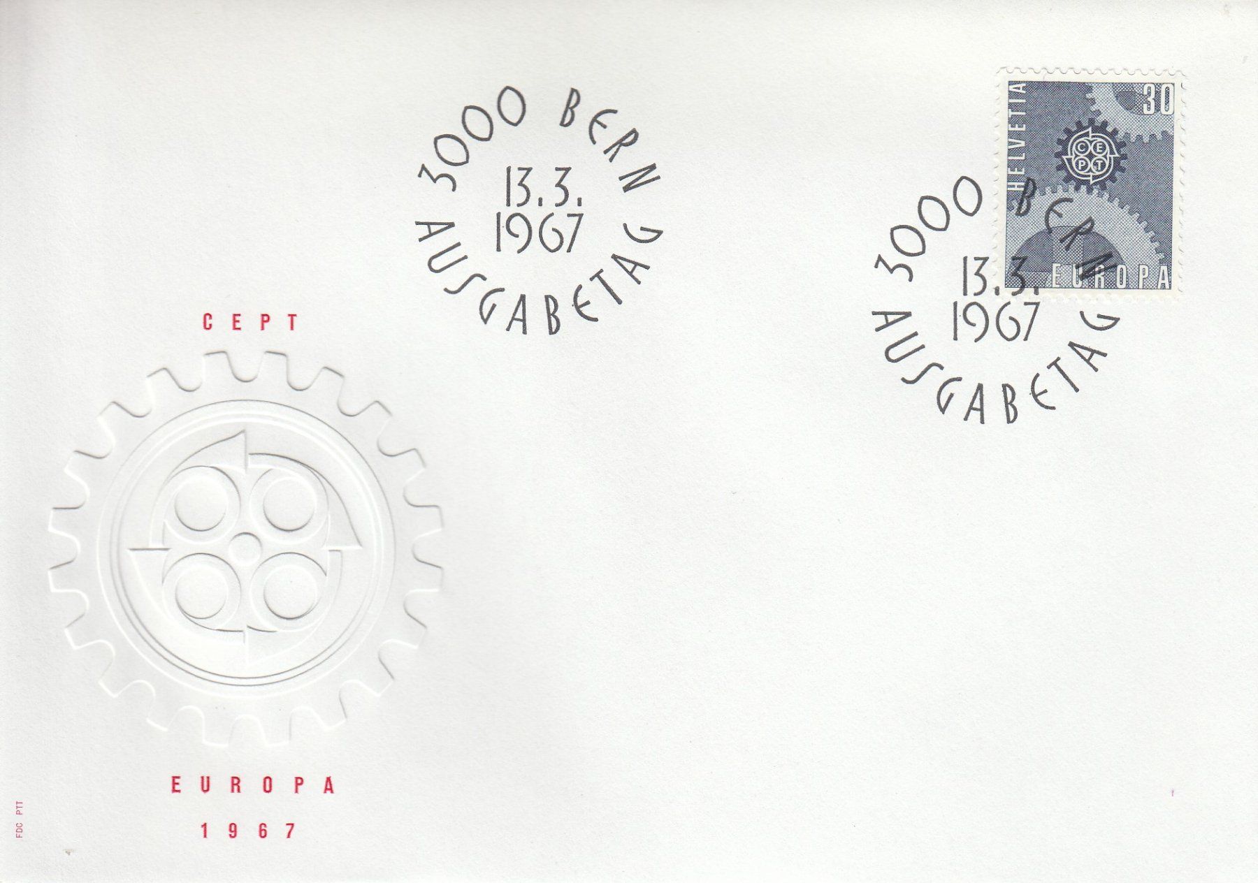 Alle Briefmarken: 1966 446-48 Stop Blind EFTA Europa Zahnräder 2 FDC – Gebraucht aus Spreitenbach von Mustang_1105 1
