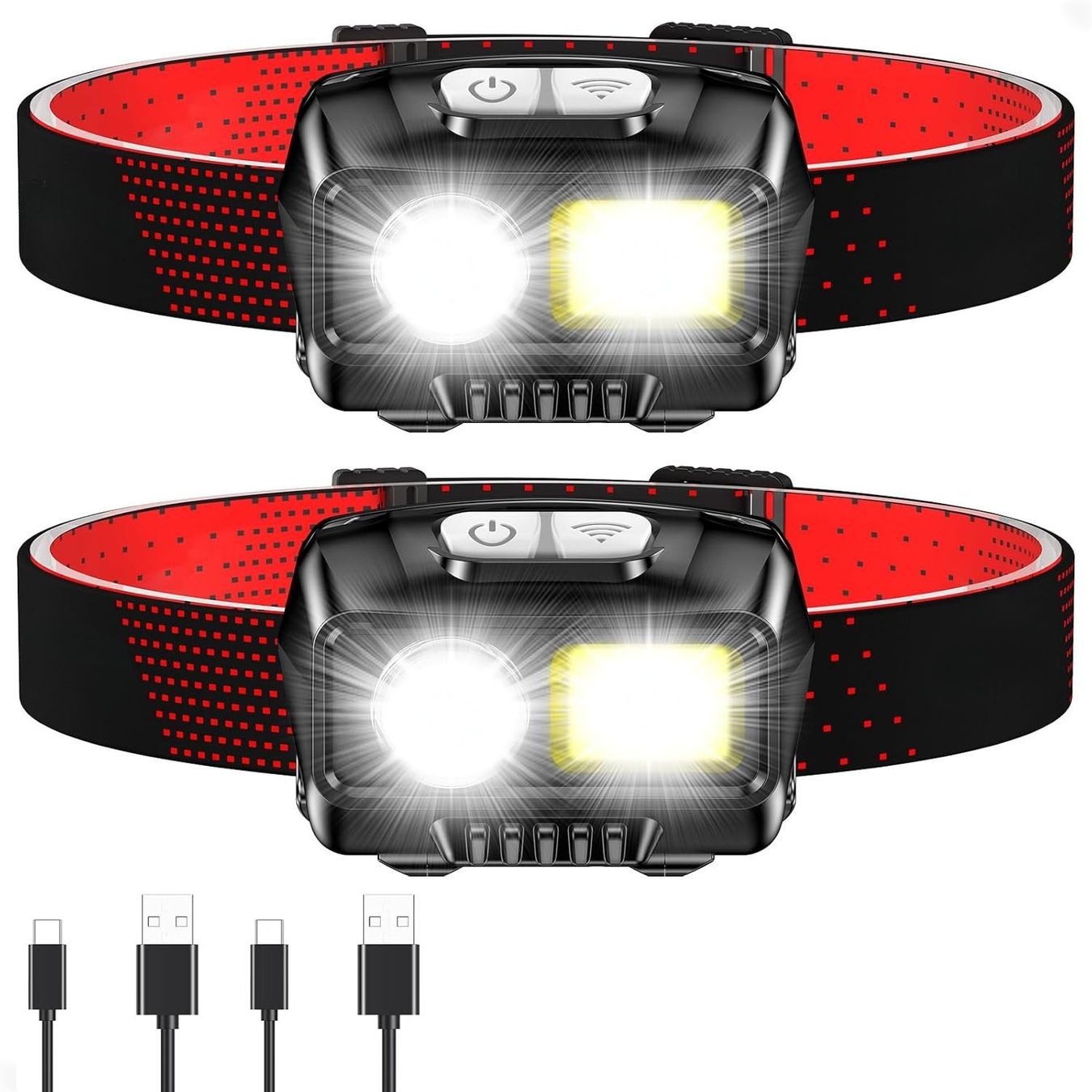 Lampen: LED Stirnlampe 2er Set 2000lm 8 Modi Sensor Rotlicht IPX5 – Neu und originalverpackt aus Schaffhausen von her_zt65