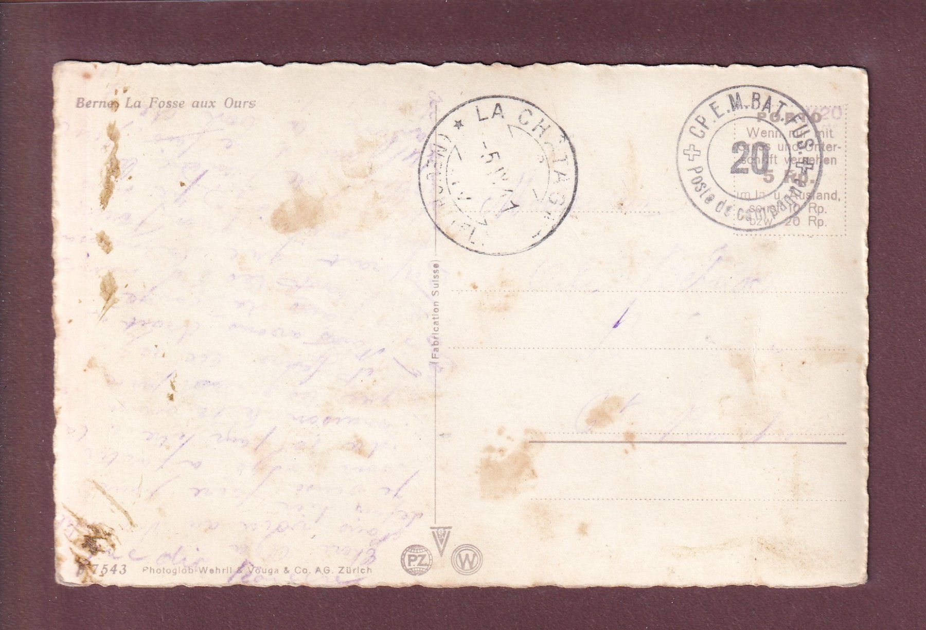 Cartoline postali: BERN - Bärengraben - 1941 – Usato da Pully venduto da nicecards 1