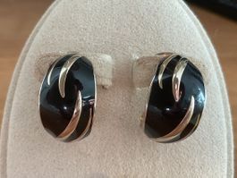 Soleil Ohrclips schwarz goldfarben guter Zustand vintage