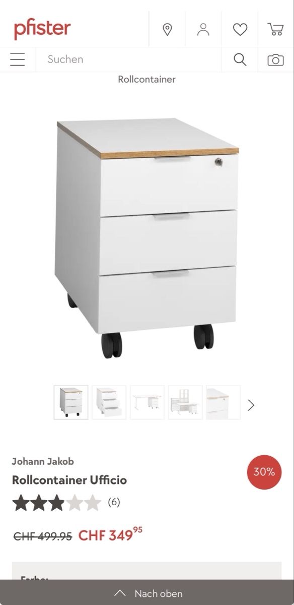 Pfister Banconi: Rollcontainer Ufficio 3 Schubladen weiss Buche Möbel Pfister – Usato da Niederwangen BE venduto da Luxury.Second.Life