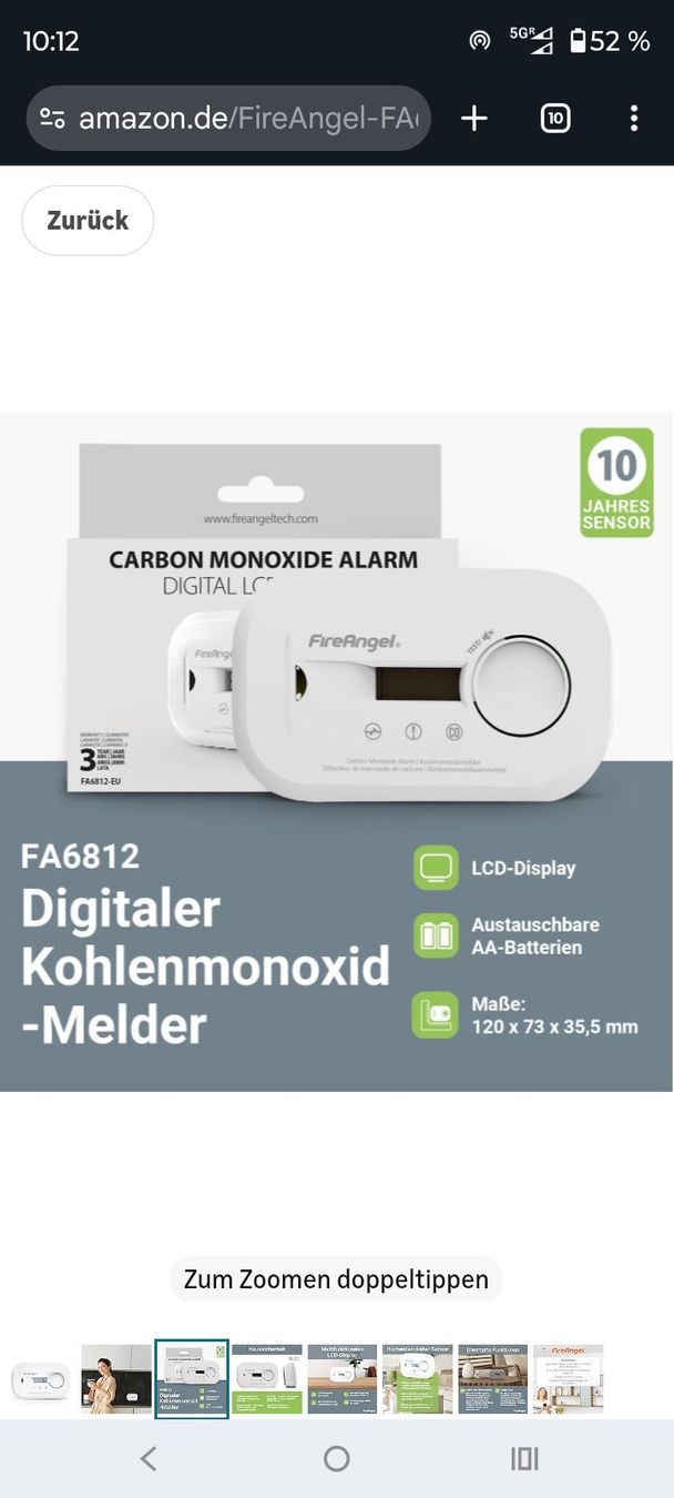 Sistemi d'allarme: FireAngel Kohlenmonoxidmelder Co2 – Nuovo (secondo la descrizione) da Giswil venduto da Anubis20 1