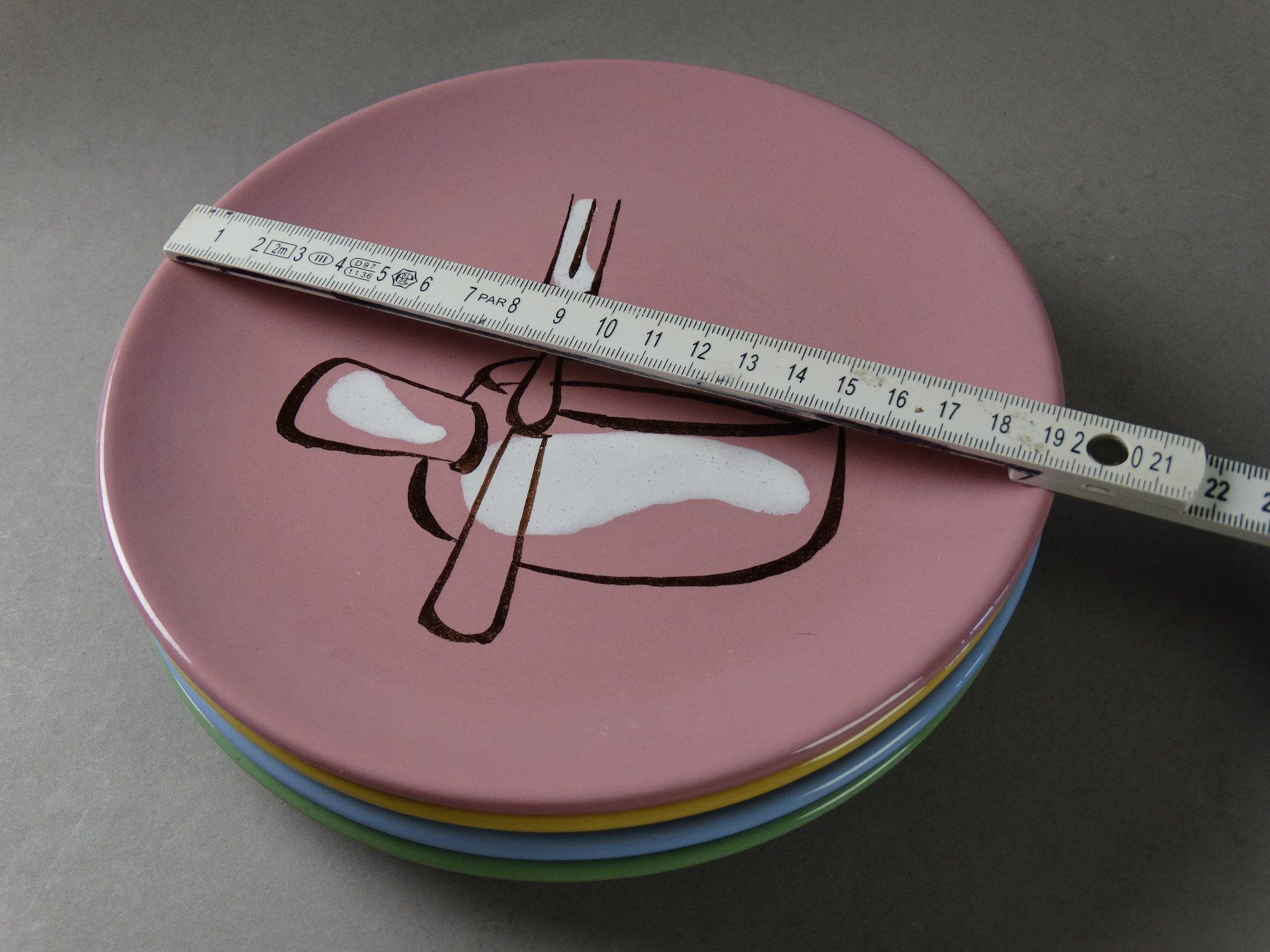 Piatti: 4 hübsche original vintage 50ies Fondue-Teller Rössler 50er – Usato da Grossaffoltern venduto da Bessy202 9