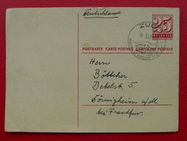 1957: saubere Karte von ZUOZ nach KÖNIGHEIM (DE)