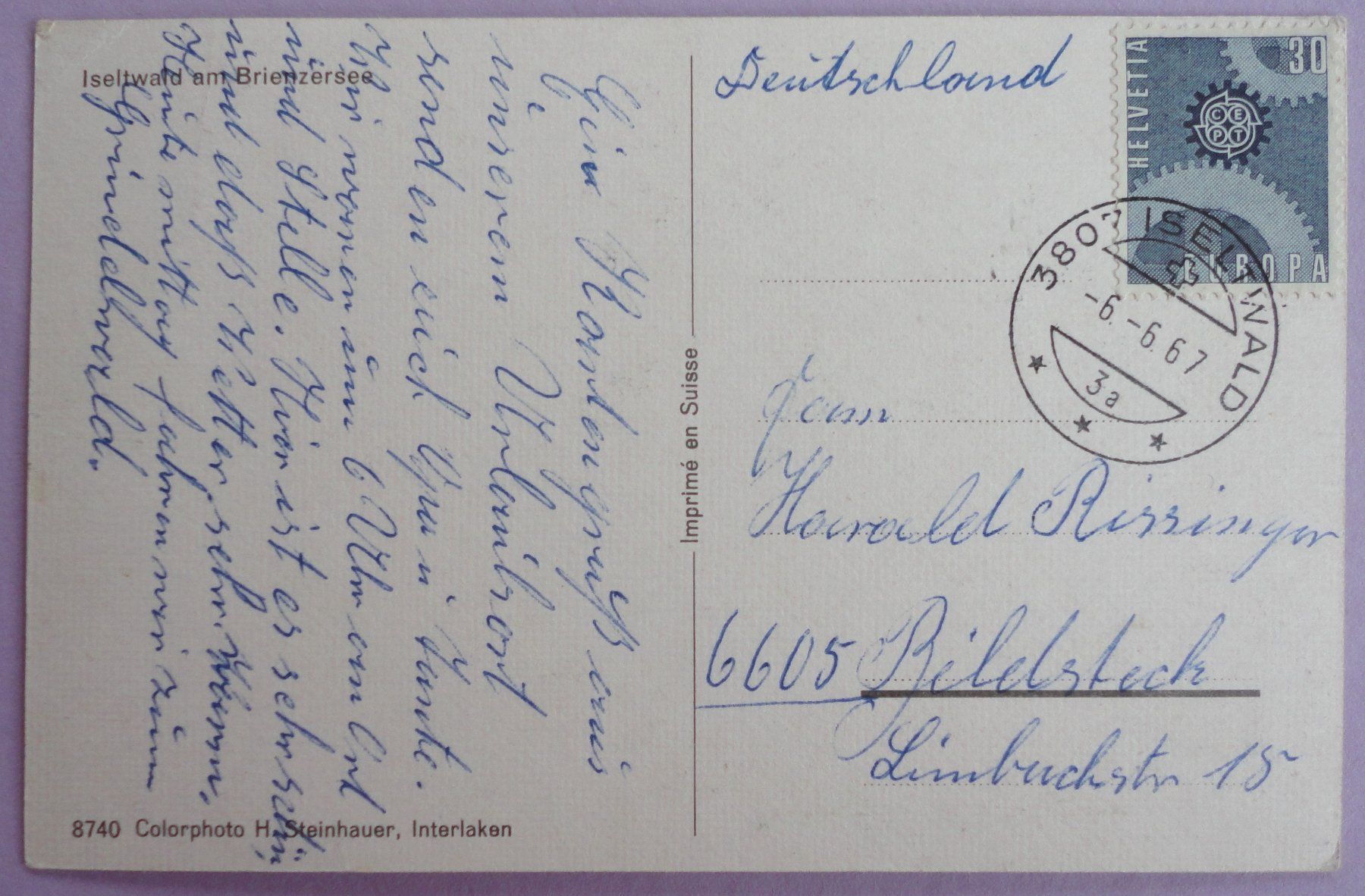 Cartes postales: Iseltwald am Brienzersee – Défectueux à Fétigny par Billy2miny 1