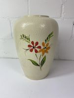 Keramik Vase beige mit Blumenmuster  gebraucht