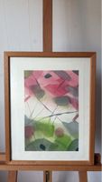 Abstraktes Aquarell, gerahmt, Rosa Grün