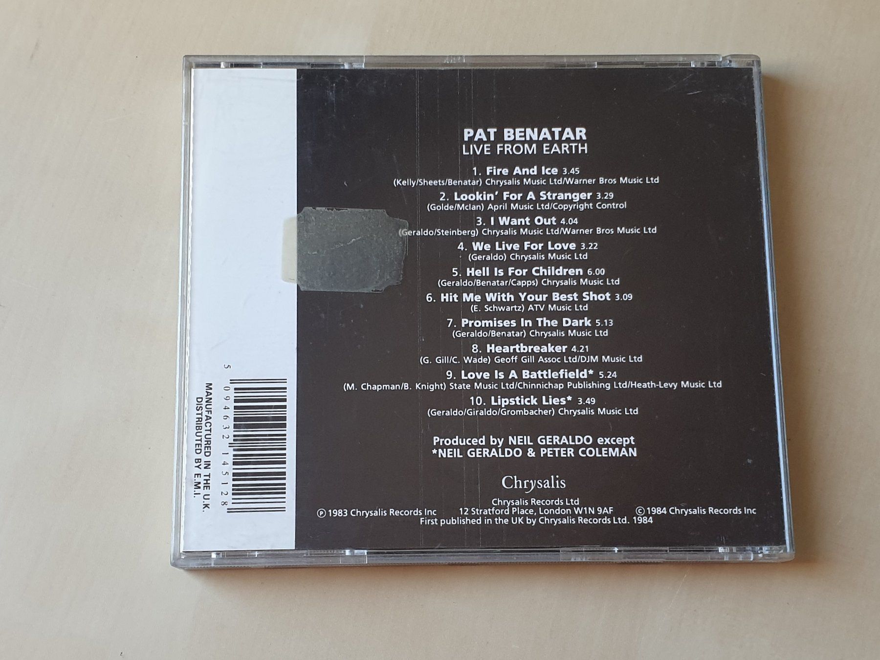 CD: Pat Benatar live from Earth – Usato da Stansstad venduto da collectorsshop 1
