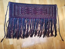 Antiker Turkmenischer Wandteppich mit Fransen, Echt, ca 1880