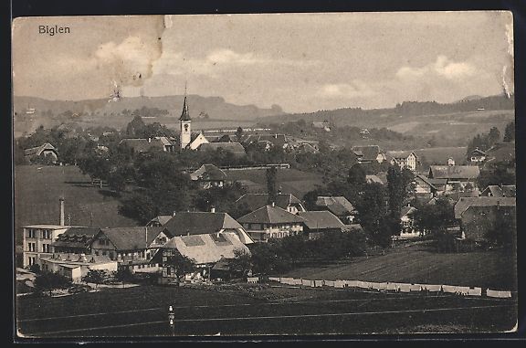 Ansichtskarten: Biglen, Ortsansicht von einem Berg aus – Gebraucht aus Berlin von bartko-reher