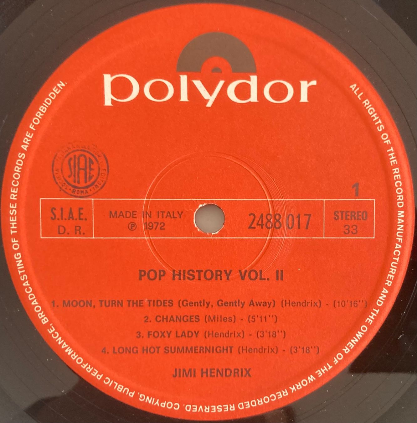 Dischi in vinile: JIMI HENDRIX - POP HISTORY VOL. 2 – Usato da Poliez-Pittet venduto da Newtown-Records 3