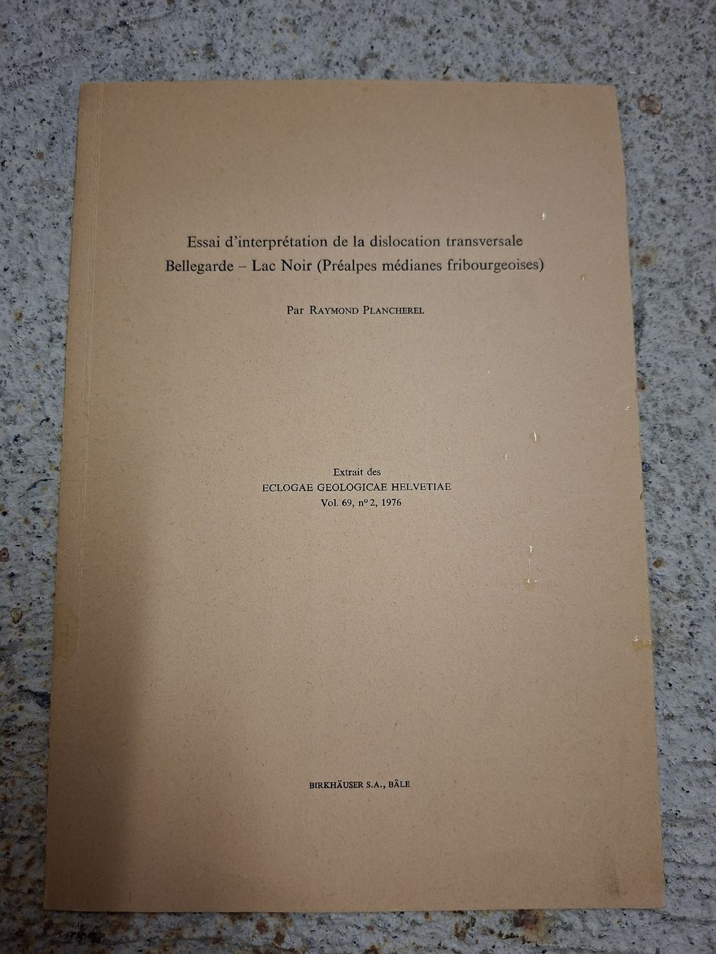 Bücher: Essai interprétation dislocation transversale Bellegarde-Lac – Gebraucht aus Belfaux von frifri500
