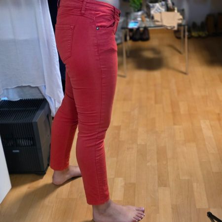 Damen Jeans Hose Korallrot Stretch Gr.  M